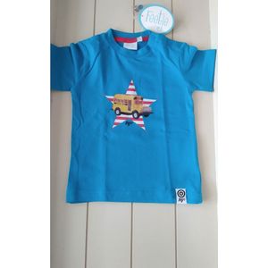 Feetje baby t-shirt korte mouw blauw met schoolbus en ster maat 80