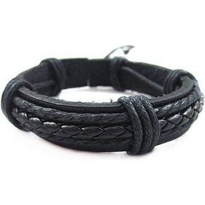 BY-ST6 verstelbare kinder/ tiener armband van leer- kleur zwart