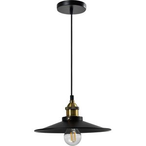 QUVIO Hanglamp retro - Lampen - Plafondlamp - Verlichting - Verlichting plafondlampen - Keukenverlichting - Lamp - E27 Fitting - Met 1 lichtpunt - Voor binnen - Aluminium - D 26 cm - Zwart en goud