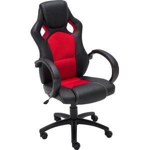 Bureaustoel - Bureaustoelen voor volwassenen - Modern - In hoogte verstelbaar - Kunstleer - Rood/zwart - 66x62x120 cm