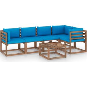 The Living Store Loungeset - Pallet - 64 x 64 x 70 cm - Grenenhout - Lichtblauw
