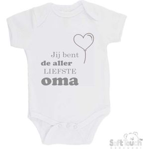 100% katoenen Romper ""Jij bent de allerliefste oma"" Unisex Katoen Wit/grijs Maat 56/62