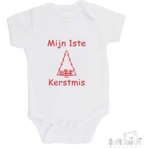 100% katoenen Romper ""Mijn 1ste Kerstmis"" Kerst Unisex Katoen Wit Rood Maat 62/68