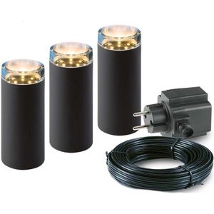3x LED Pilaren - 2 Watt - 12V - 160mm - complete set