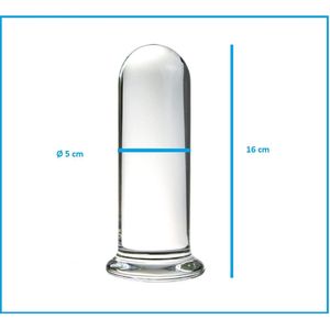 Buttplug van kristalglas 16 cm - anaalplug- anale dildo - dia Ø 5,0 cm - helder Kristal glazen dildo- sex anale butt plug seksspeelgoed voor mannen en vrouwen