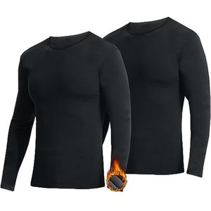 Thermisch ondergoed voor heren, fleece shirt met lange mouwen voor winter, warm en functioneel compressieshirt