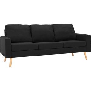 vidaXL 3-delig Bankstel - Zwart - Comfort en Stijl Bankstel - Zwarte Sofa - Lederlook Bank - Loungehoek - Zitzitting - Woonkamer Meubels - Design Bank