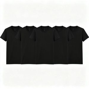 Dames T-shirt Zwart - 5 stuks - Goede pasvorm - Basic Blanco Shirt -5 pack -Regular fit - 100% Katoen - Comfortabel - Gildan