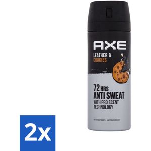 Axe - Deodorant Spray - 72hrs Anti Sweat - Leather & Cookies - 150 ml - Voordeelverpakking - 2 stuks