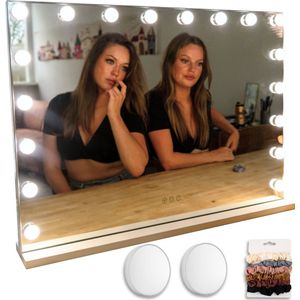 Flexie Beauty Glaminous 80 - Hollywood Spiegel met Verlichting - Vanity Mirror - voor Visagie & Make Up - 18 Led Lampen - Wit - 10x & 5x Vergroting