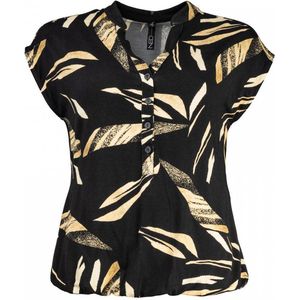 NED Blouse Lucie Tr Sl Black Natural Tropicana Tricot 24s3 Nh084 03 Tr Sl 900 Black Dames Maat - L