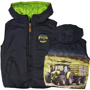 Bodywarmer kind met tractor trekker Deutz zwart capuchon maat 134/140 vest full color print Heel mooi!
