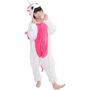 Eenhoorn Onesie - Eenhoorn pyjama - Verkleedkleding - Slaapkleding - Wit met Roze