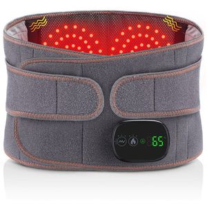 QTTVBTNA - Elektrisch Rug Massage Apparaat - Verstelbare massageband - 3 Standen Verwarming & Vibratie - USB Oplaadbaar - intelligente temperatuurregeling - Grijs - 1 Stuk