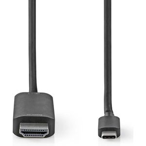 Nedis USB-C Adapter - USB 3.2 Gen 1 - USB-C Male - HDMI Connector - 4K@60Hz - 2.00 m - Rond - Vernikkeld - PVC - Zwart - Doos