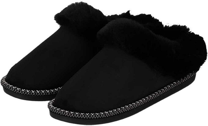 Apollo - Teddy Sloffen - Zwart - Instappers - Teddystof