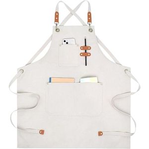 Tools schort gereedschap schort werkschort multifunctioneel canvas schort met zakken - Wit