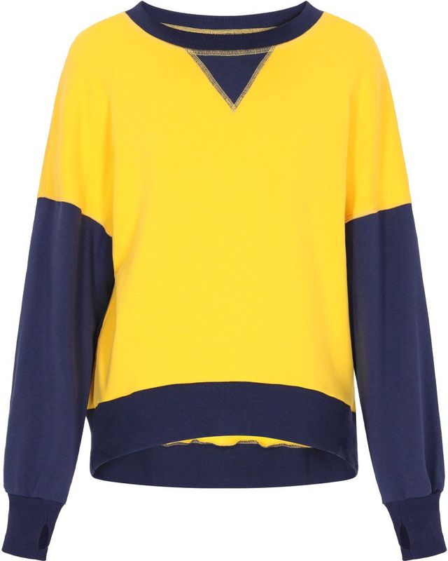 MYMO - Sweatshirt - Marine - Geel - Ronde Hals - Losse Pasvorm