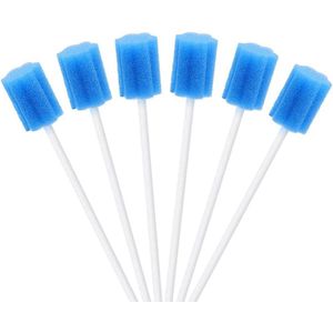Nieuwe titel: 100 stuks mondverzorgingsstaafjes wattenstaafjes wegwerpspons katoenen spons mondverzorging (blauw)