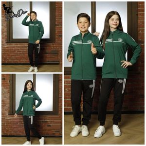 Kinder Trainingspak – Jongens & Meisjes – Comfort Fit – Polyestermix -Sport & Casual Set - Green, 15-16Y