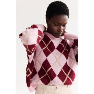 LolaLiza Trui N Argyle 04007135 5514 Bordeaux/pink Dames Maat - S