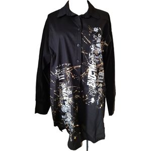 Dames blouses print zwart One size 38/44