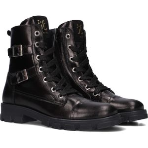 Jochie & Freaks Bindy Veterboots - Laarzen Met Veters - Meisjes - Zwart - Maat 40