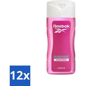 12 x Reebok - Inspire Your Mind - Douchegel - 400 ml - Douchegel - Vrouwen - Verfrissend - Lavendel - Aloe Vera