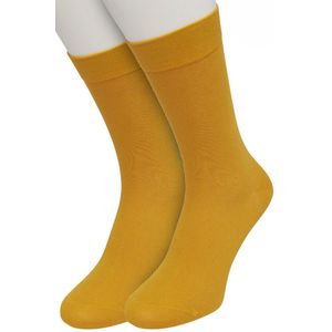 Bonnie Doon Basic Sokken Dames Oranje maat 36/42 - 2 paar - Basis Katoenen Sok - Gladde Naden - Brede Boord - Uitstekend Draagcomfort - Perfecte Pasvorm - 2-pack - Multipack - Effen - Oranje/Geel - Mineral Yellow - OL834222.283