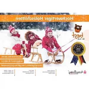 Slee Voor Twee Kinderen Roll Rodel Houten Slee Met Wielen – Voor Sneeuw én Asfalt, Ideaal Voor Kinderen Bas Houten Slee