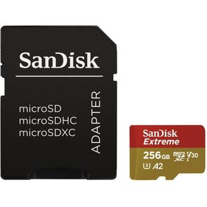 SanDisk Extreme MicroSDXC 256GB - U3 V30 A2 - 160MB/s - met adapter