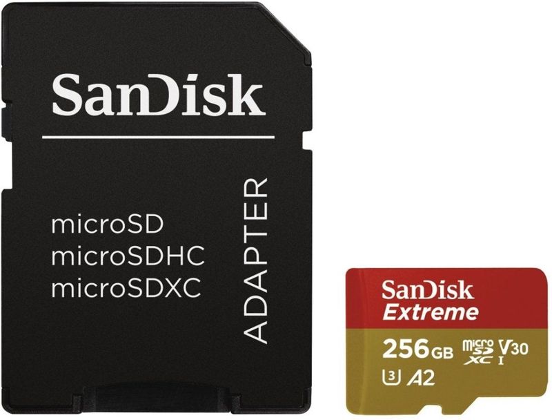 SanDisk Extreme MicroSDXC 256GB - U3 V30 A2 - 160MB/s - met adapter
