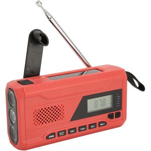 Noodradio op zonne-energie met handaandrijving - FM/AM/NOAA-weerradio - uitgerust met een 4500mAh-batterij - noodzaklamp/SOS-alarm en oplaadfunctie voor mobiele telefoon - geschikt voor kamperen en noodgevallen (rood standaardmodel)