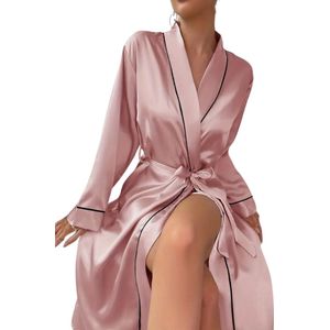 Bovista Satijnen Jurk - Slipdress - Pyama Dames - Badjas - Ochtendjas - Kimono - Erotisch - Kamerjas - Roze M