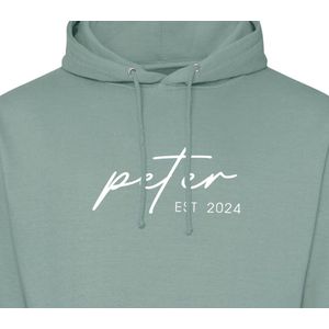 Hoodie heren met capuchon - Sweater heren capuchon - Peter cadeau - Cadeau peter - Cadeau voor peter - Peter est 2024 - Olijfgroen XL