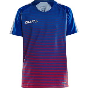 Craft Pro Control Stripe Shirt Korte Mouw Kinderen - Royal / Rood | Maat: 146/152