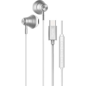 TUNIQ Bedrade Oortjes USB-C - Zilverkleurige Aluminium Oordopjes met Microfoon - Heldere Geluidskwaliteit, Diepe Bas en Comfortabele Pasvorm - Geschikt voor Samsung, Xiaomi, OnePlus en meer