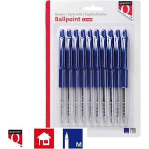 Balpen Quantore drukknop blauw - blister 10 stuks