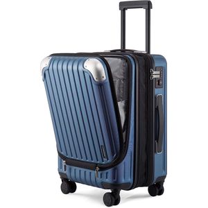 Lichtgewicht Koffer Hard Shell ABS+ PC Bagage met 4 Spinner Wielen en TSA Slot, 20 Inch Handbagage Cabine Koffer Hardcase Koffer en Trolley, 55CM, 42L, Blauw