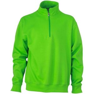 James and Nicholson Uniseks werkkleding Half Ritssweatshirt (Kalk groen)