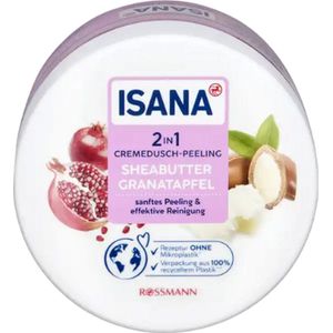 ISANA 2-in-1 Douchegel en Peeling - 200 gr | Bodyscrub met Sheabutter & Granaatappel - Vegan Bodyscrub