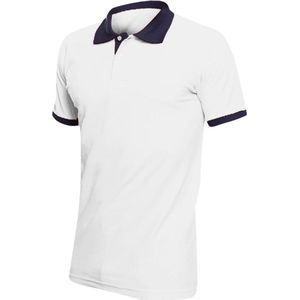 SOLS Prins Unisex Contrast Pique Korte Mouw Katoenen Poloshirt (Witte/franse marine)