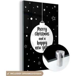 Canvas - Leuk kado voor kerst - Merry christmas kerstbal zwart - 20x30 cm