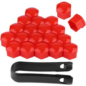 Naafdoppen - 20 stuks - wielmoer velgbeschermers - 21 mm - autowiel - auto naaf - veiligheidsschroef - anti-diefstal hoes - rood