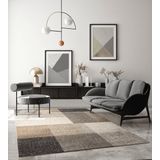 Woon- of slaapkamer tapijt in modern design | Geometrische patronen - Tegels - Beige 120x160 | Interieur - The Carpet PEARL