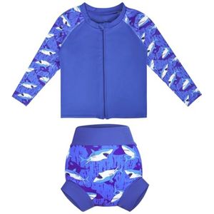 Badpak voor babyjongens met lange mouwen en ritssluiting - Zwembad set met UPF 50+