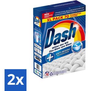 Dash - Witter dan Wit - Snel Oplossend Waspoeder - Witte Was - 70 Wasbeurten - Voordeelverpakking - 2 stuks