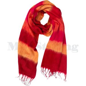 Yakwol Sjaal Uit Nepal – Gestreept Rood Geel Oranje