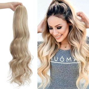 60 cm golvende paardenstaart extensions lang synthetisch haar koord haarstukjes - 60 cm groot