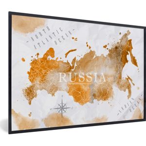 Fotolijst incl. Poster - Rusland - Wereldkaart - Goud - 120x80 cm - Posterlijst